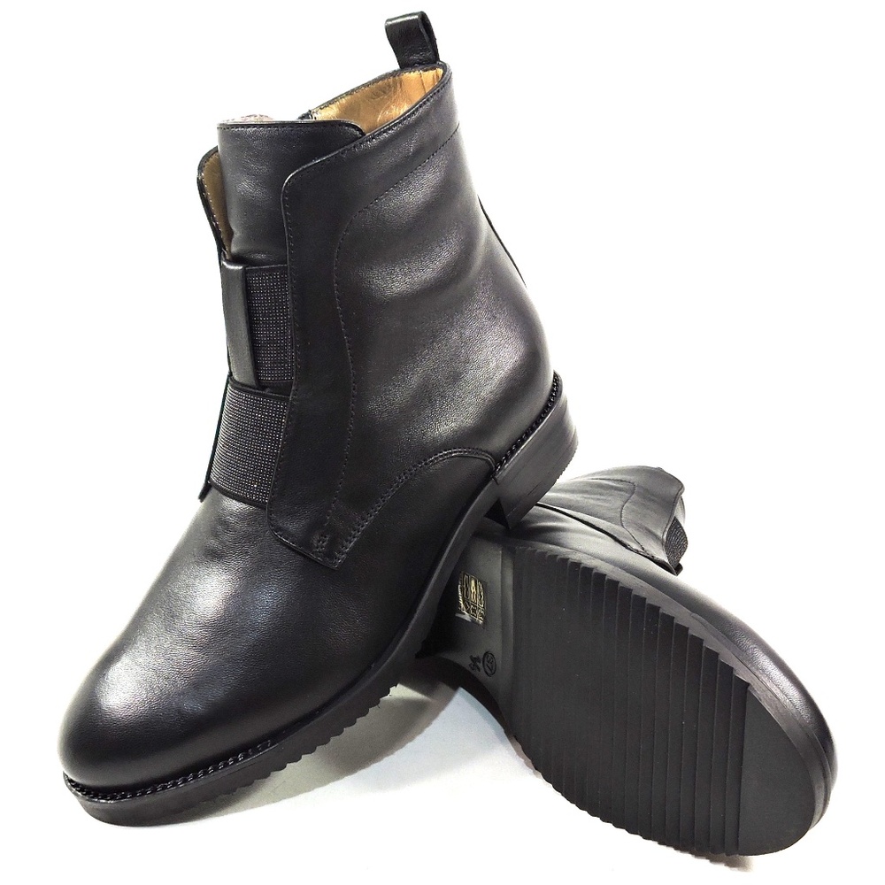 CHIARA COLINI 🇮🇹 WOMEN'S BLACK SOFT LEATHER COMFORT FUR WINTER BOOTIE - Picture 7 of 7